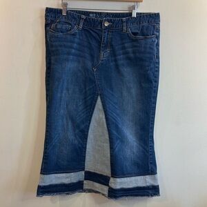 DENIM SKIRT Sz 14  Do It Yourself Project Colour Blocked Wabasso Two Toned Jeans